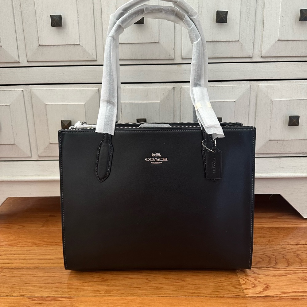 Coach Black Leather Tote Bag NWT